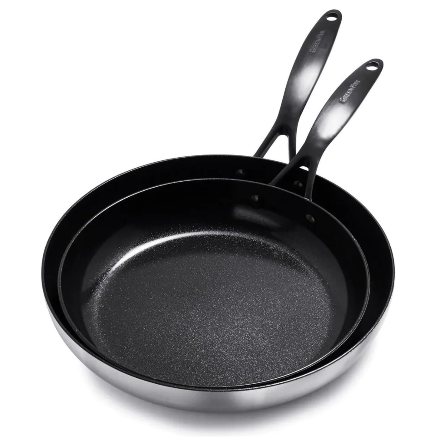 GreenPan Venice Pro Noir Tri-Ply Stainless Steel Healthy Ceramic Nonstick 2 Piece 10 in. and 12 in. Frying Pan Skillet Set