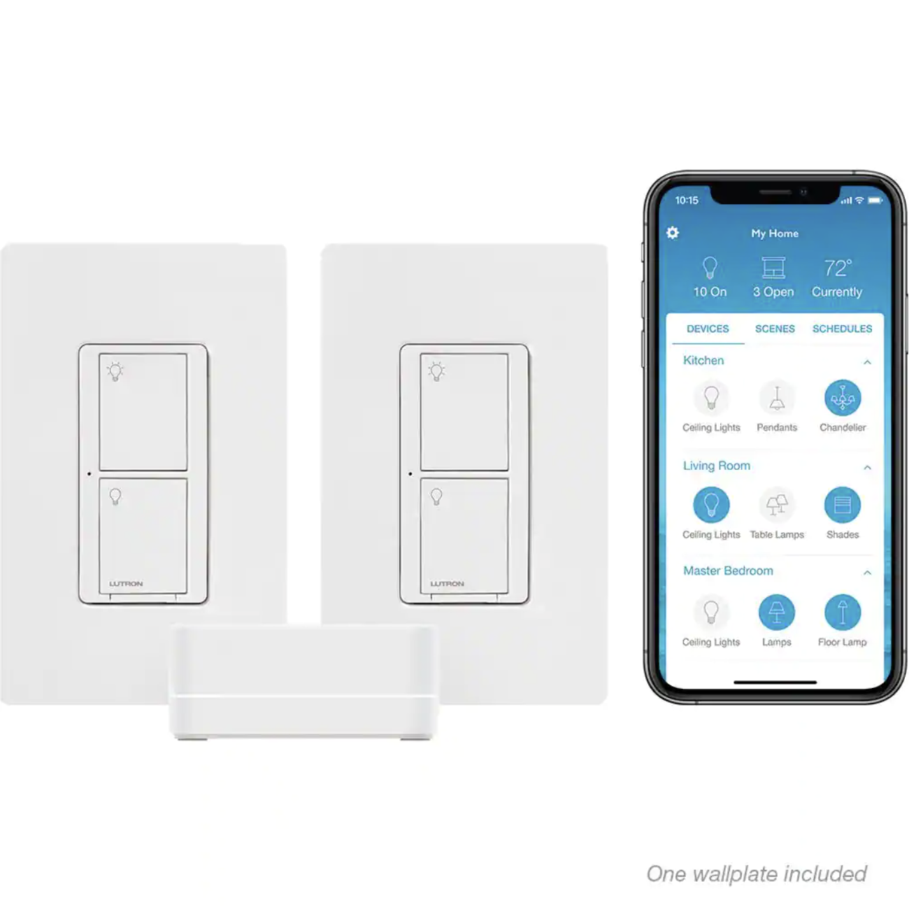 Lutron Caseta Wireless Smart Lighting Switch (2 Count) Starter Kit with Smart Bridge
