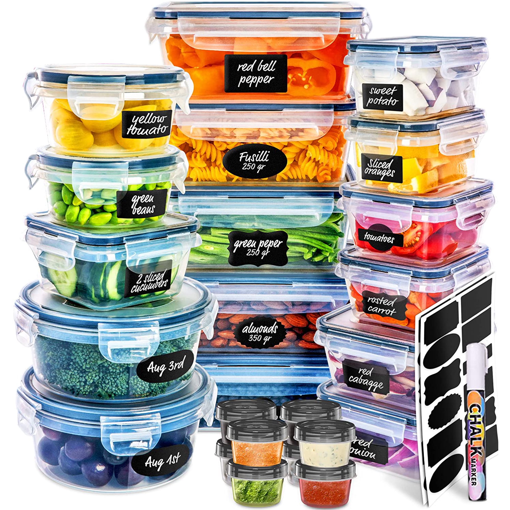 Fullstar 50 Piece Variety Pack Food Storage Containers with Lids (24 Pack + Marker and Labels)