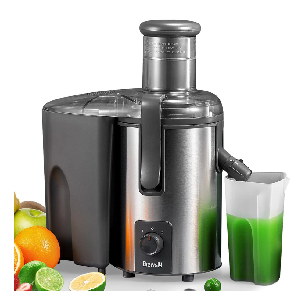 Brewsly Juicer Machines Vegetable and Fruit. 800W 3” Wide Mouth Juice Extractor