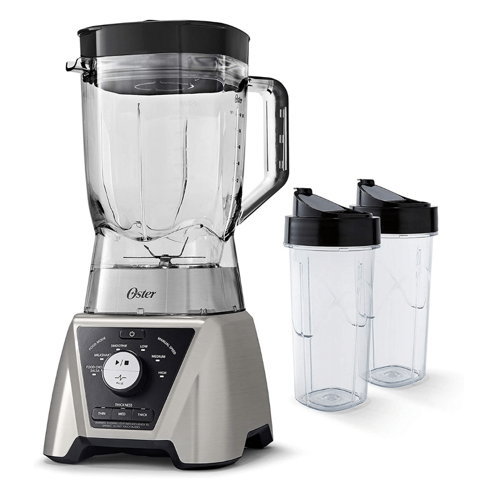 Oster BLSTTSCB2000 Pro Blender. 2 Blend-N-Go Cups And Tritan Jar. 64 Ounces. Brushed Nickel