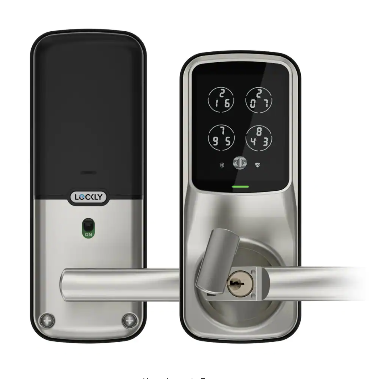 Lockly Secure Plus Satin Nickel Smart Touchscreen Keypad Door Latch Lock with Fingerprint and Bluetooth
