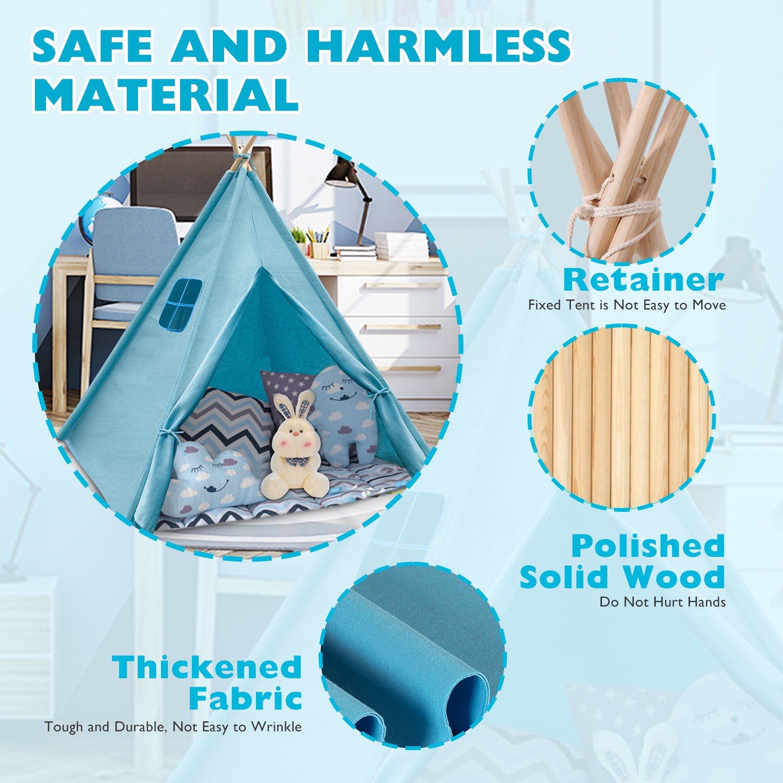 Wisairt Kids Tent. Kids Play Tent With Star Lights And Bunting