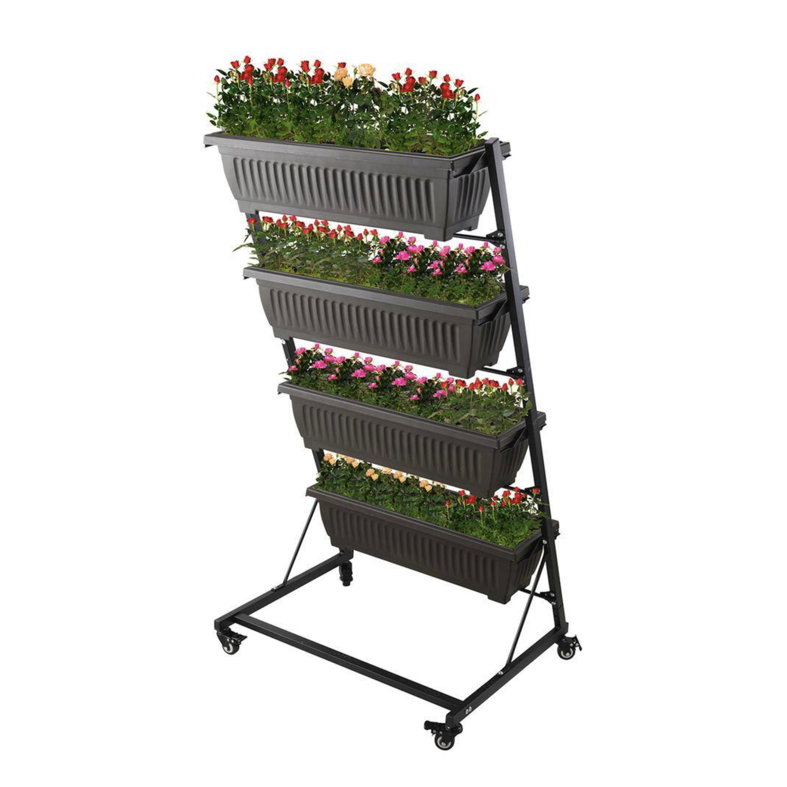 Barton 4-Tier Vertical Raised Garden Galvanized Steel Bed Plant Stand Elevated Vegetables Black/Brown