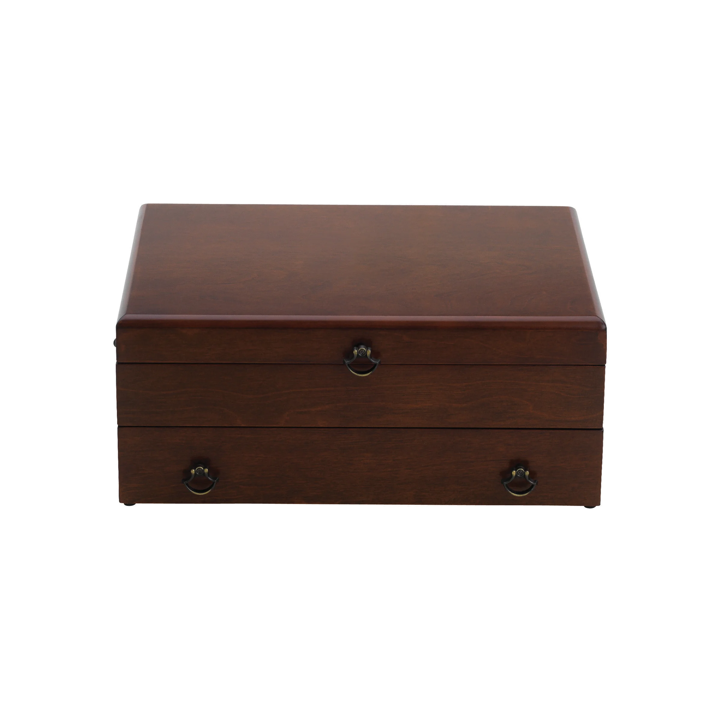 Reed & Barton Bristol Cherry Brown Silverware Chest With Brown Lining