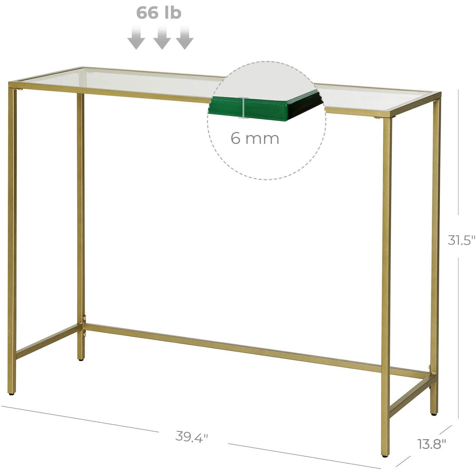 Vasagle Console Table. Gold Tempered Glass Sofa Table. Modern Entryway Living Room Table