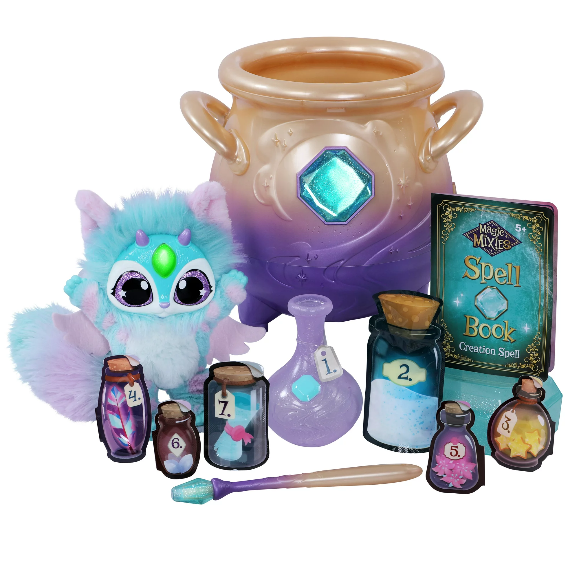 Magic Mixies Magical Misting Cauldron with Interactive 8 inch Blue Plush Toy and 50+ Sounds and Reactions