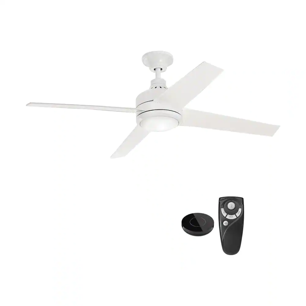 Home Decorators Collection Mercer 52 in. Integrated LED Indoor White Ceiling Fan With Light Kit