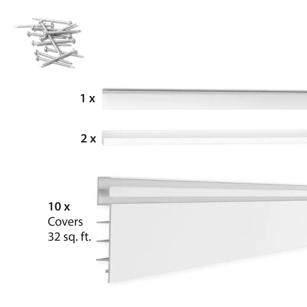 Proslat PVC Slatwall 8 ft. x 4 ft. White Hook Kit Bundle (20-Piece)