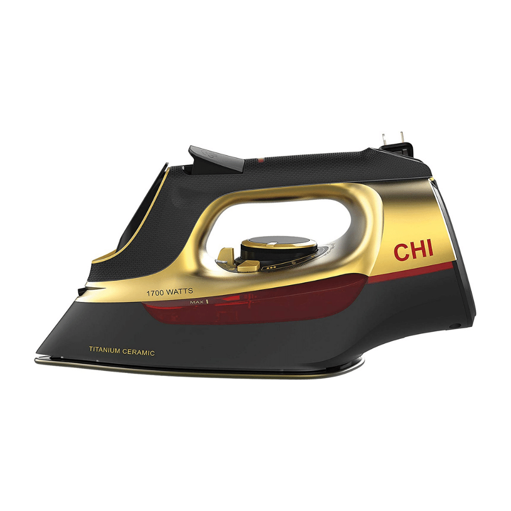 CHI 1700 Watts Retractable Cord Steam Iron with Titanium Infused Ceramic Soleplate. Gold (13116)