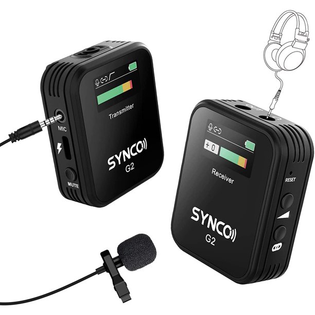 Synco G2(A1) 2.4G Wireless Lavalier Microphone System 3.5mm Cable for DSLR Camera Camcorder Smartphone