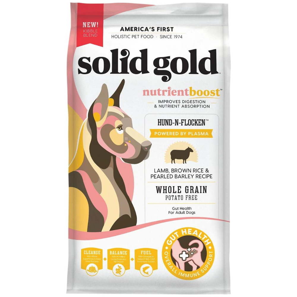 Solid Gold NutrientBoost Hund-N-Flocken Lamb. Brown Rice & Pearled Barley Recipe Adult Dry Dog Food