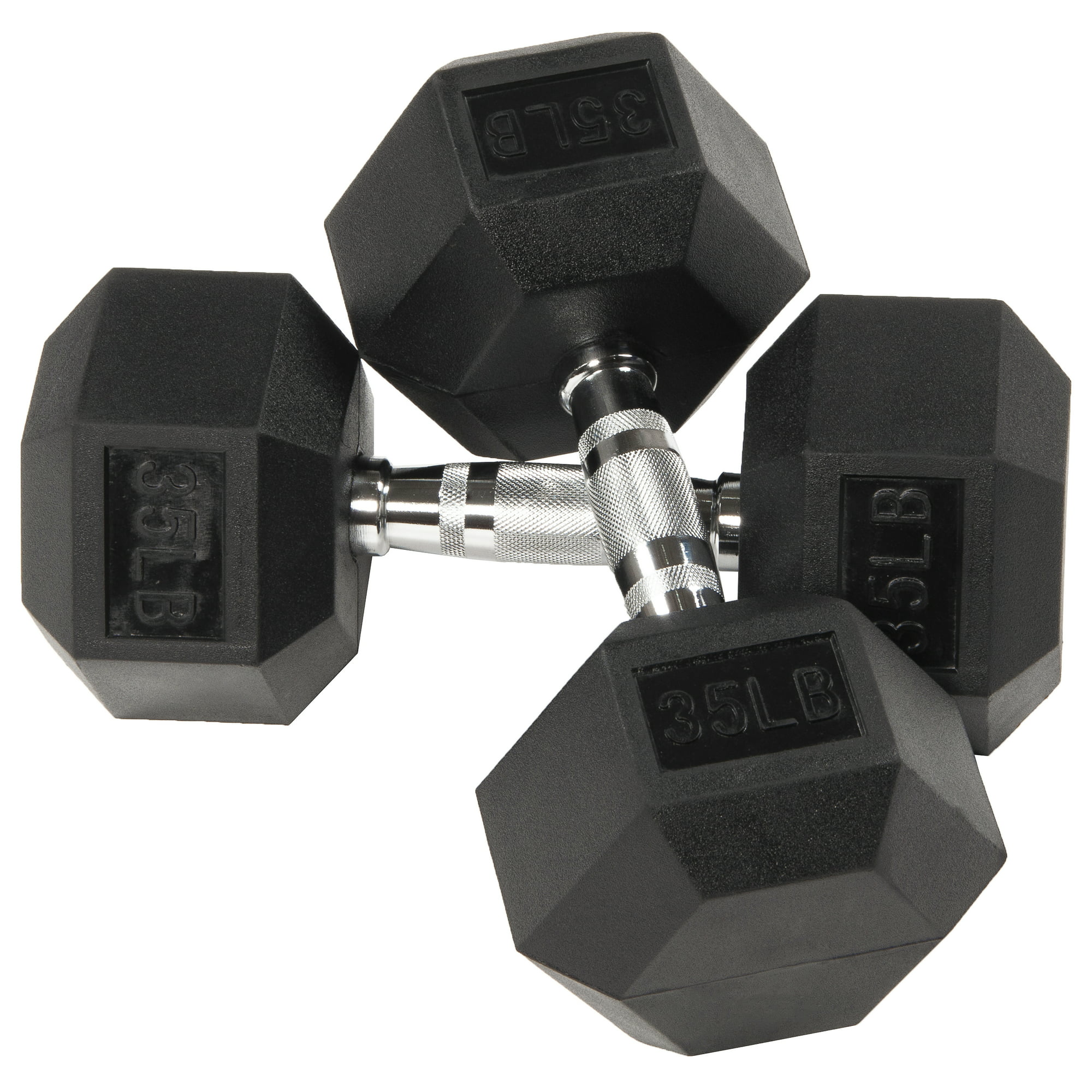 BalanceFrom Rubber Hex Dumbbells. 35 lbs Pair. Black