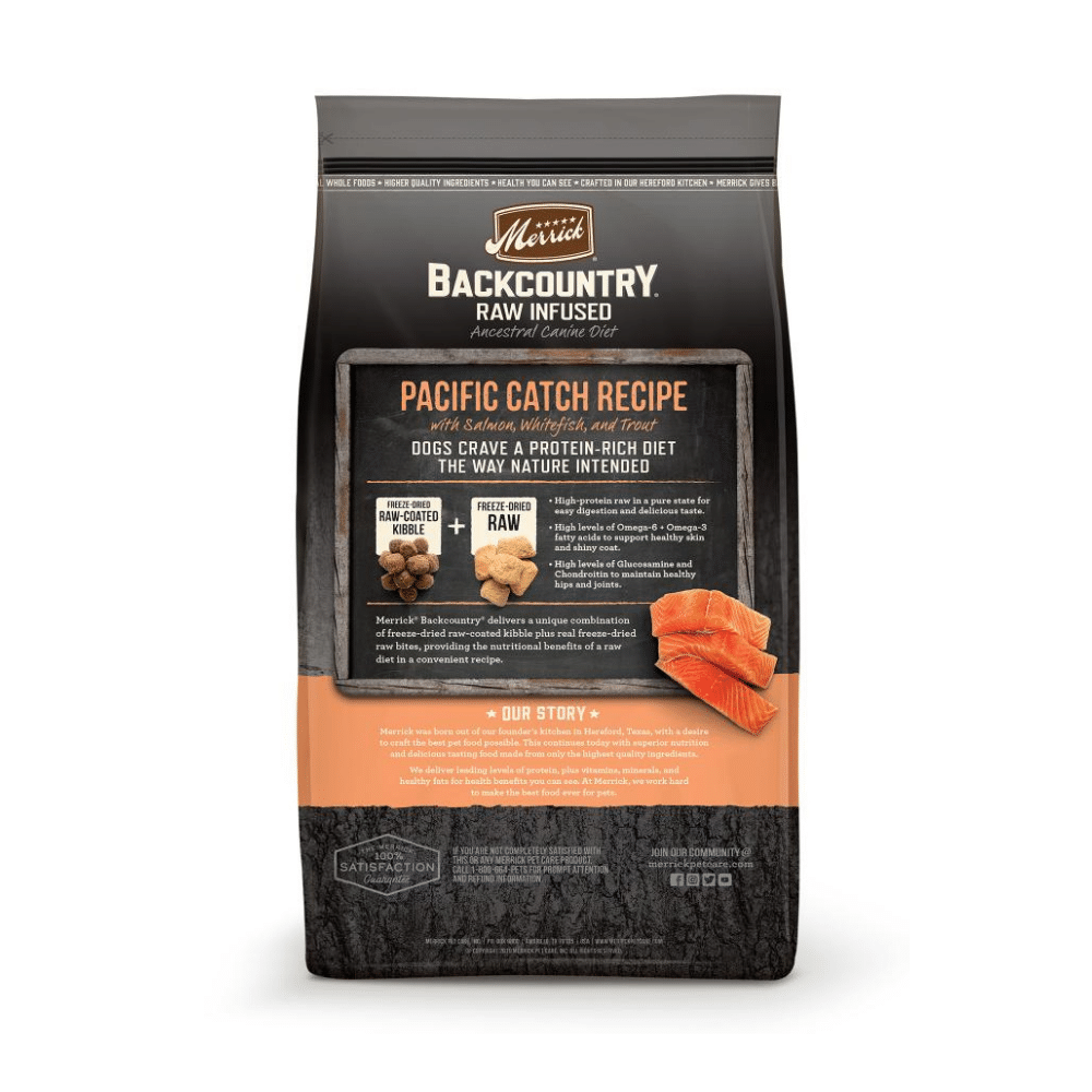 Merrick Backcountry Raw Infused Grain Free Pacific Catch Recipe Dry Dog Food. 20 Pounds
