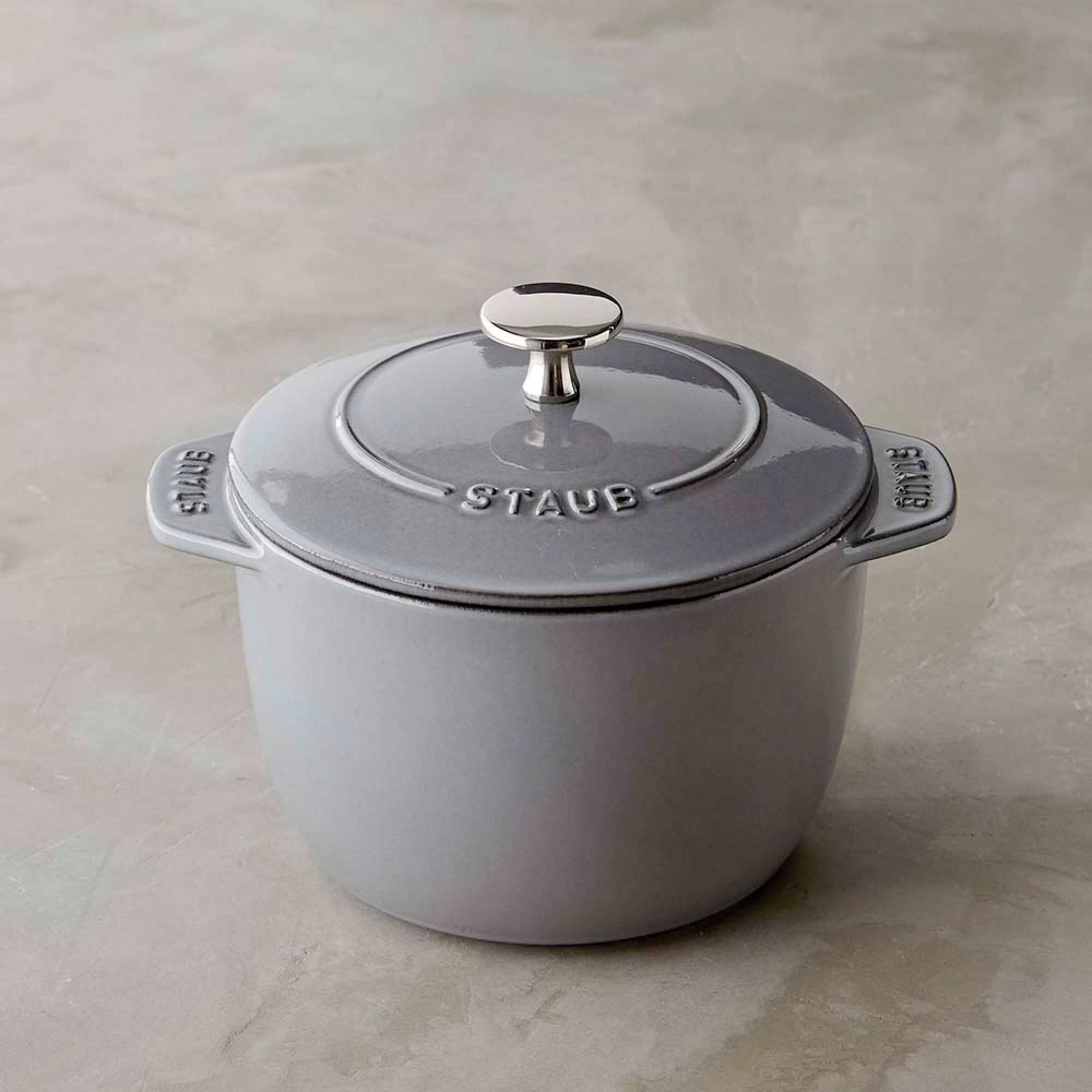 Staub Enameled Cast Iron Petite Demi French Oven. Graphite Grey