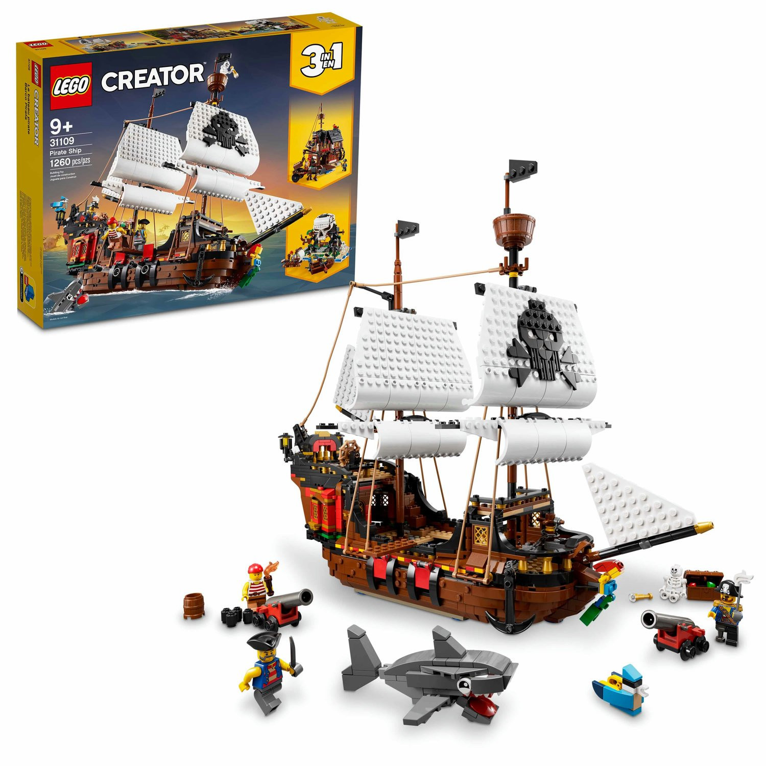 Lego Creator 3-In-1 Pirate Ship 31109 Toy Building Set for Kids Age 9+ (1.260 Pieces)