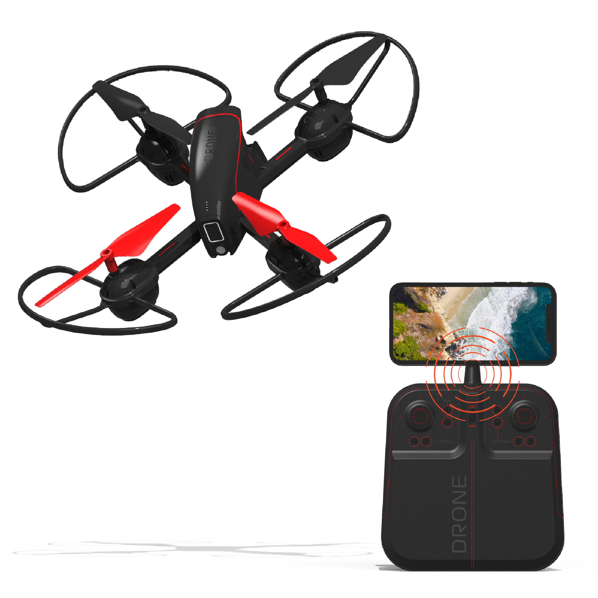 Sharper Image RC Drone 10 Mach X Drone with Streaming Camera. 2.4 GHz. Auto-Orientation Control