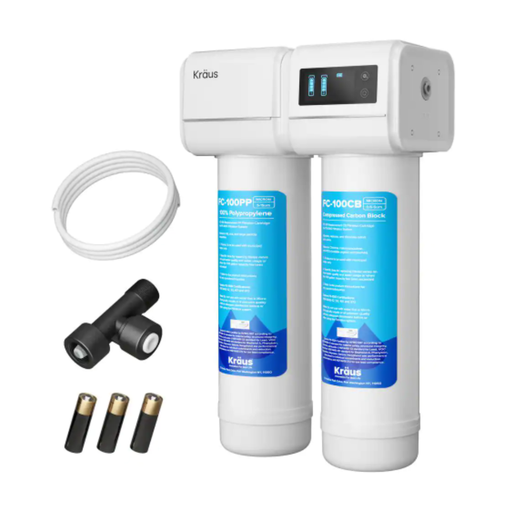 Kraus Purita 2-Stage Carbon Block Under-Sink Water Filtration System with Digital Display Monitor