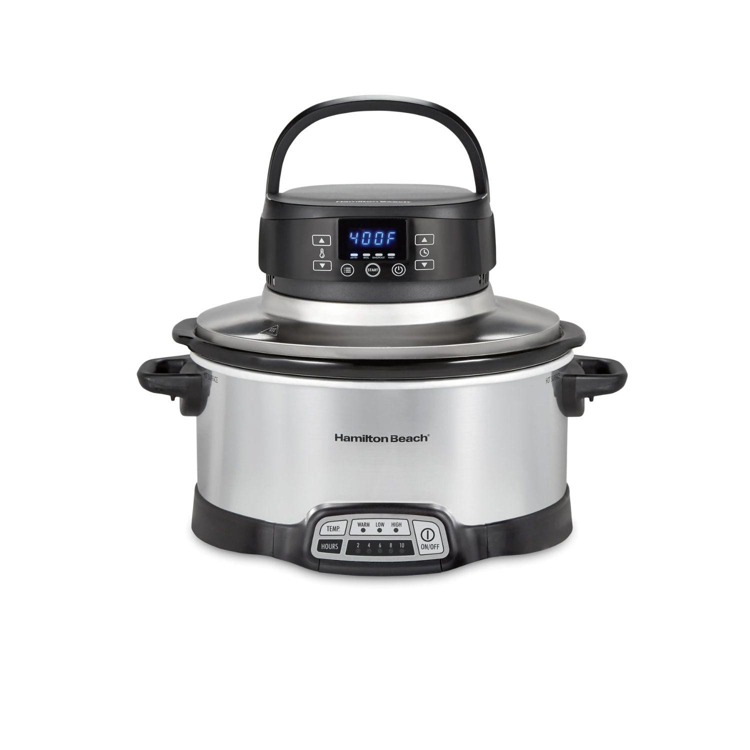 Hamilton Beach 2 in 1 6 Qt. Stainless Steel Slow Cooker with Air Fry Lid
