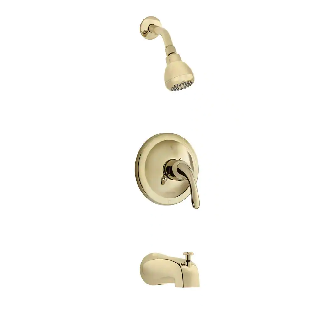 Glacier Bay Builders Single-Handle 1-Spray Tub and Shower Faucet in Polished Brass (Valve Included)
