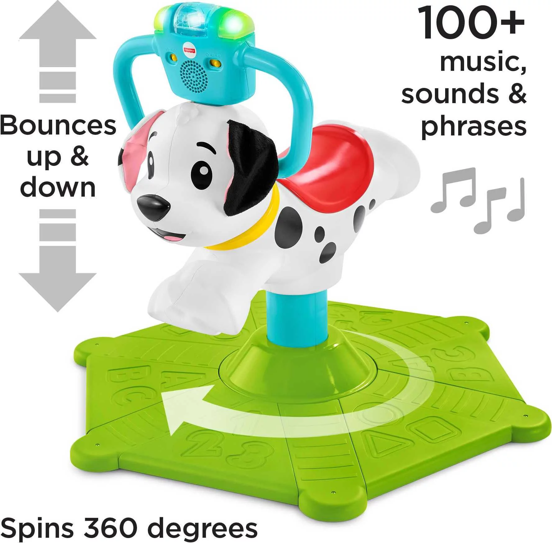 Fisher-Price Bounce and Spin Puppy. Stationary Musical Ride-On Toy
