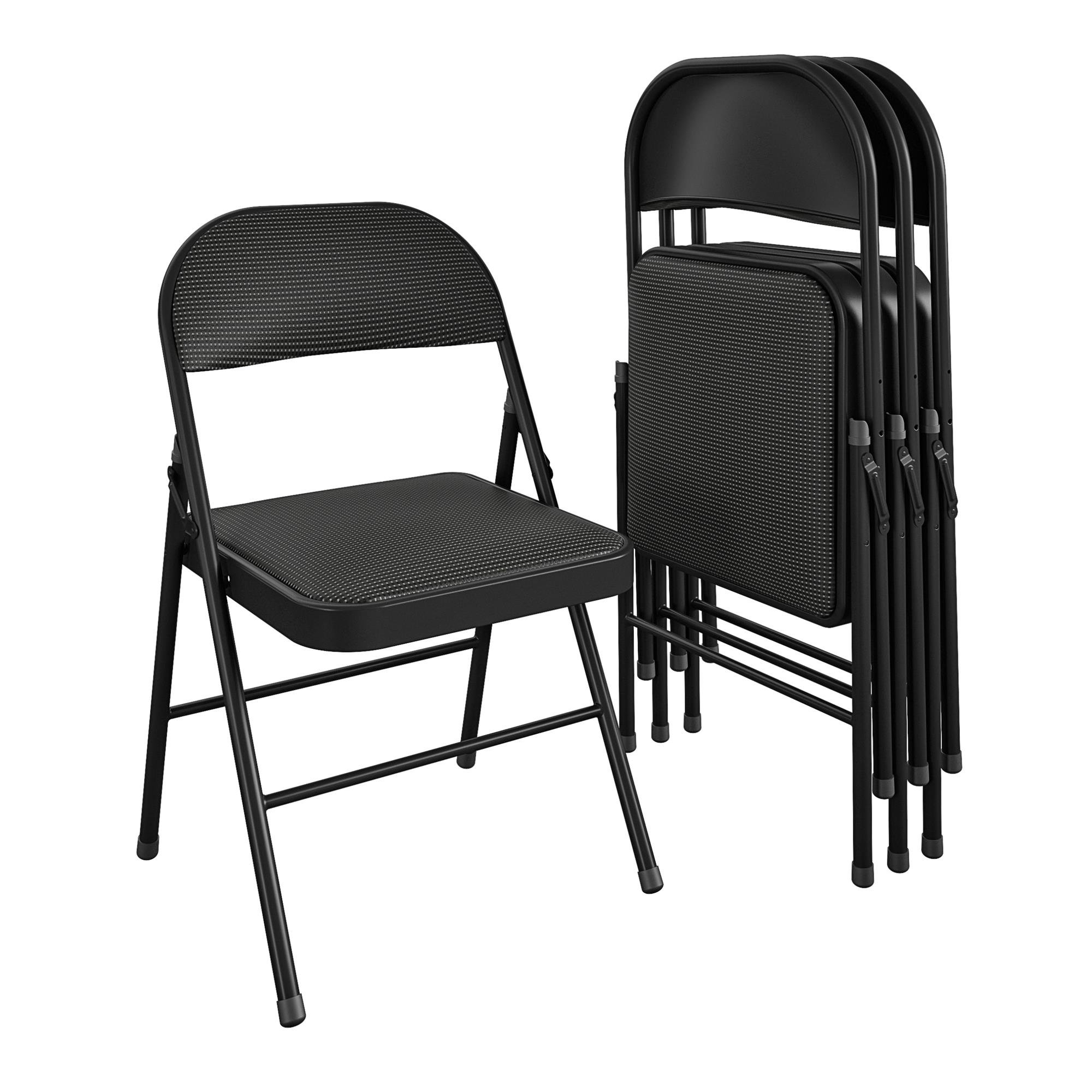 Mainstays Fabric Padded Folding Chair. Black. 4 Count