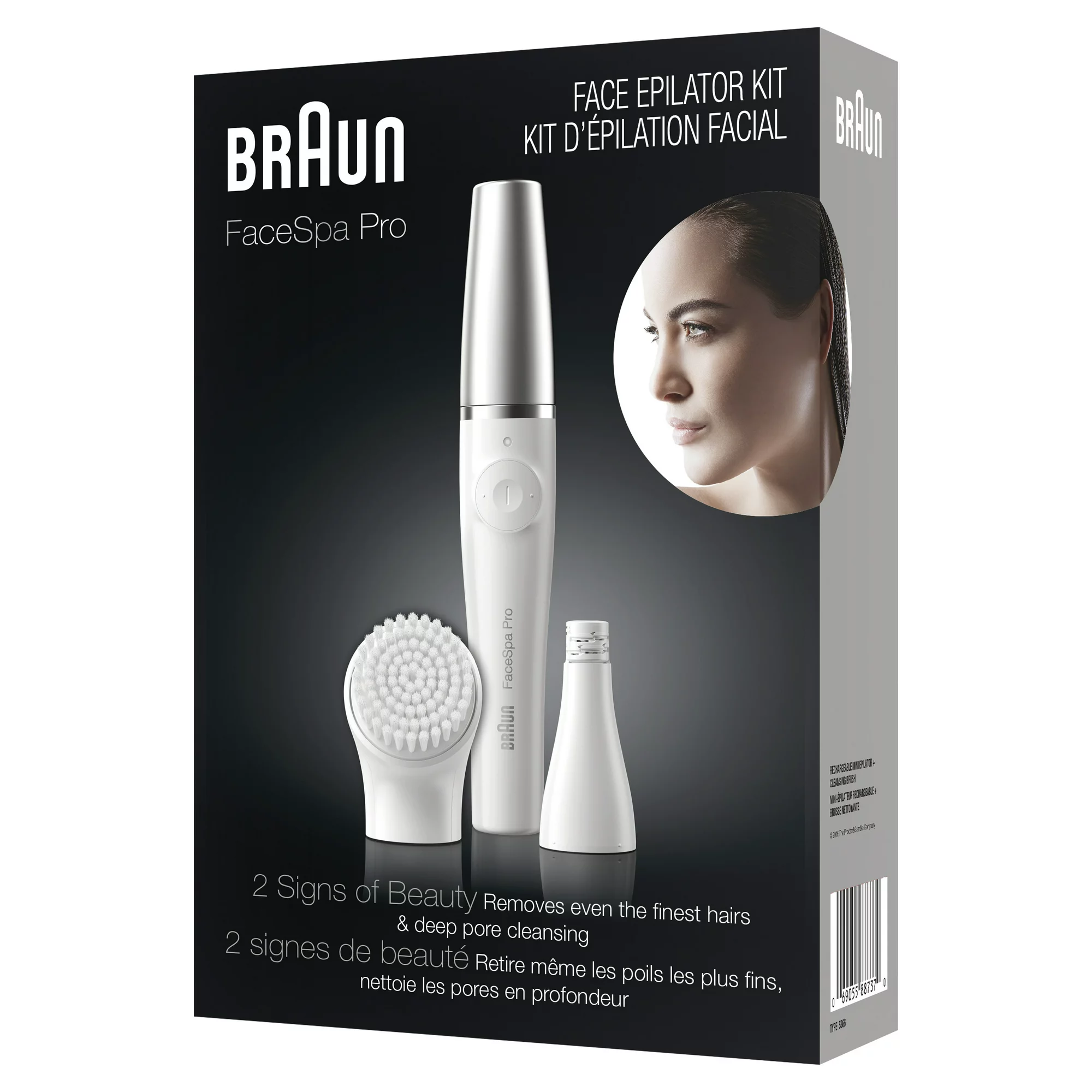 Braun 910 FaceSpa Pro Facial Epilator Kit. White and Silver