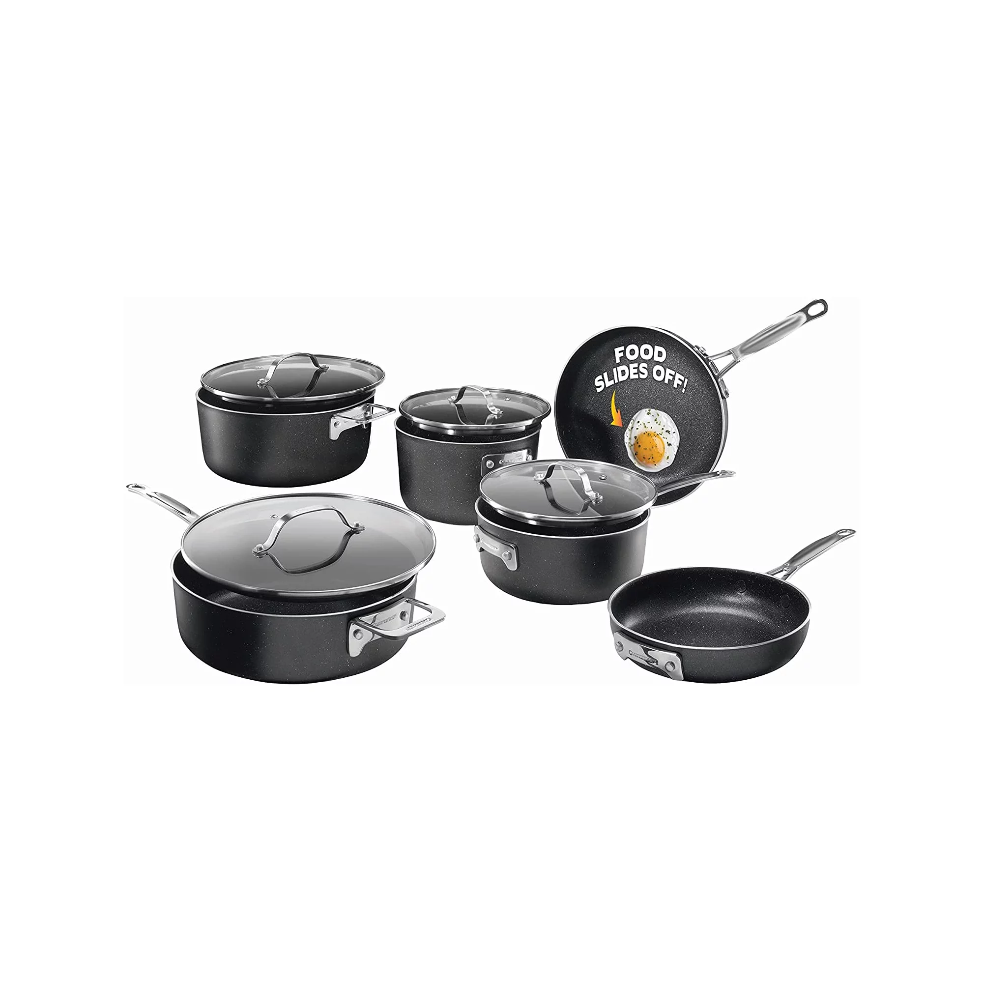 Granitestone Stackmaster Nonstick Pots and Pans Set. 10 Piece Complete Cookware Set
