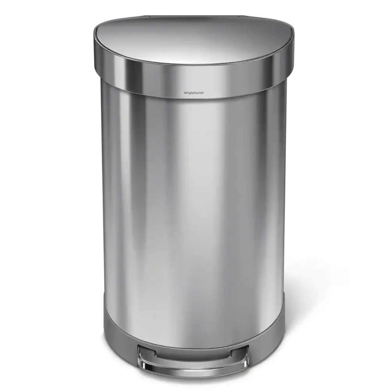 simplehuman 45-Liter Fingerprint-Proof Brushed Stainless Steel Semi-Round Step-On Trash Can