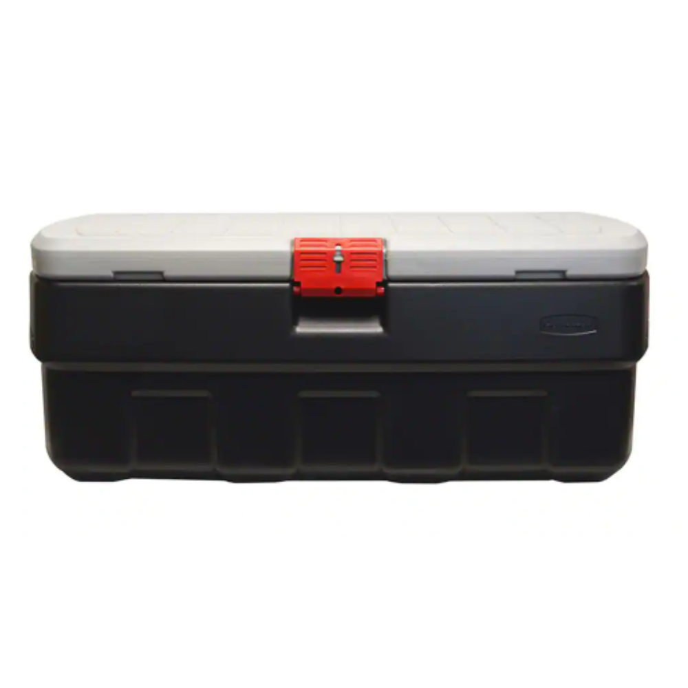 Rubbermaid 48 Gallon Black Action Packer Lockable Latch Storage Box Tote. Single