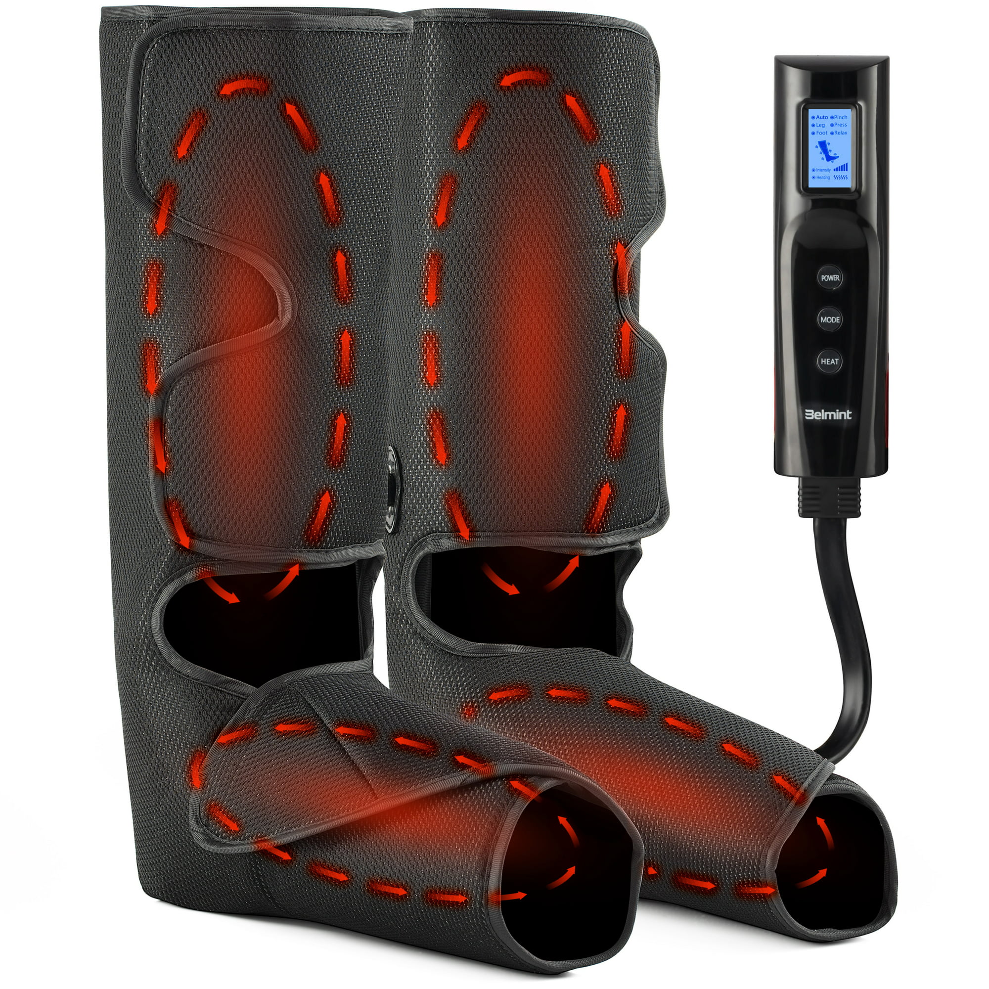 Belmint Leg & Foot Air Compression Massager with 3 Heat Settings. 6 Massage Modes and 3 Intensity Levels