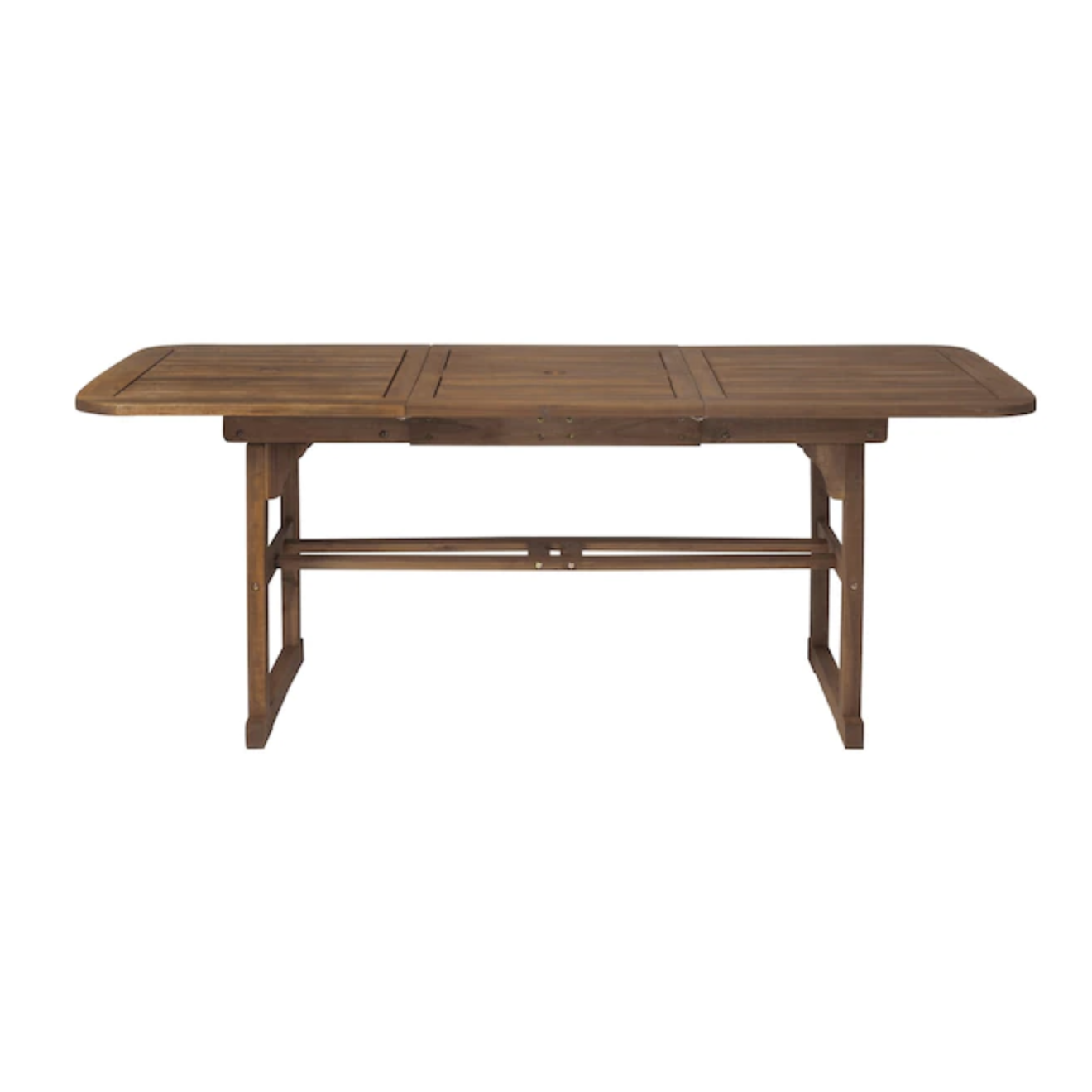 Walker Edison Rectangle Extendable Outdoor Dining Table 35-in W x 79-in L. with Umbrella Hole. Dark Brown