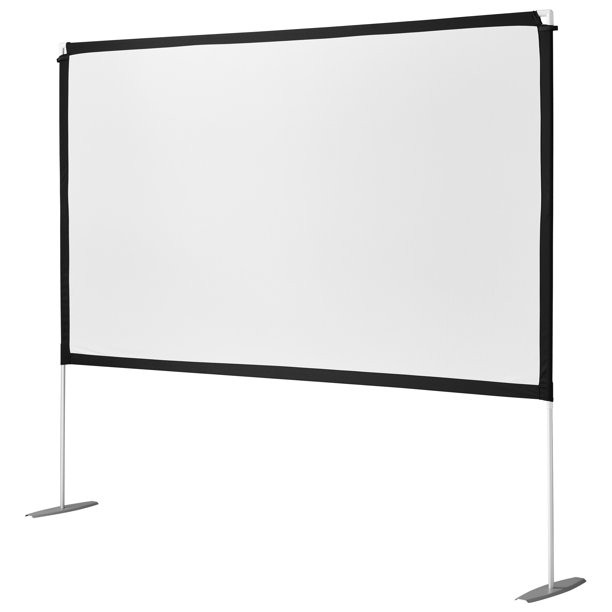Onn. 100″ Portable Indoor/Outdoor 16:9 Theater Projection Screen. Detachable Legs. White. 100024196