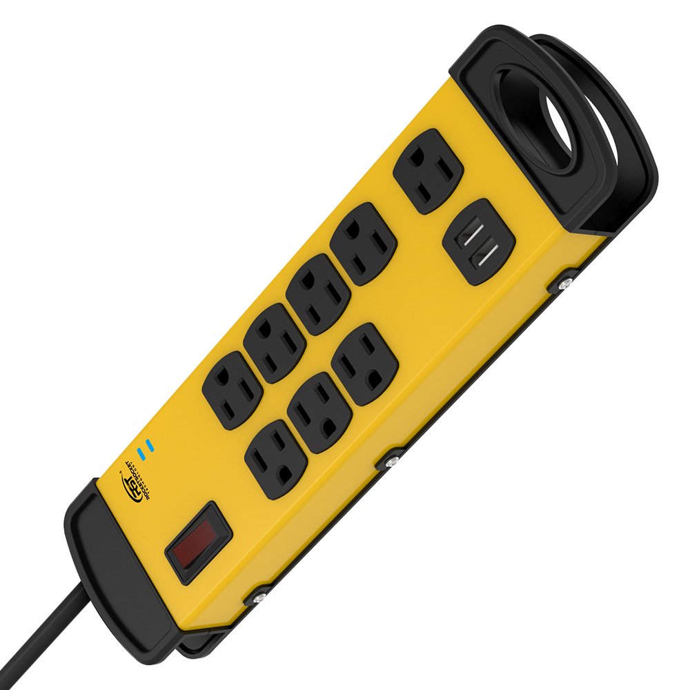 CRST 8 Outlets Surge Protector Heavy Duty Power Strip with Dual USB Ports. 1800 Joule Surge Suppressor