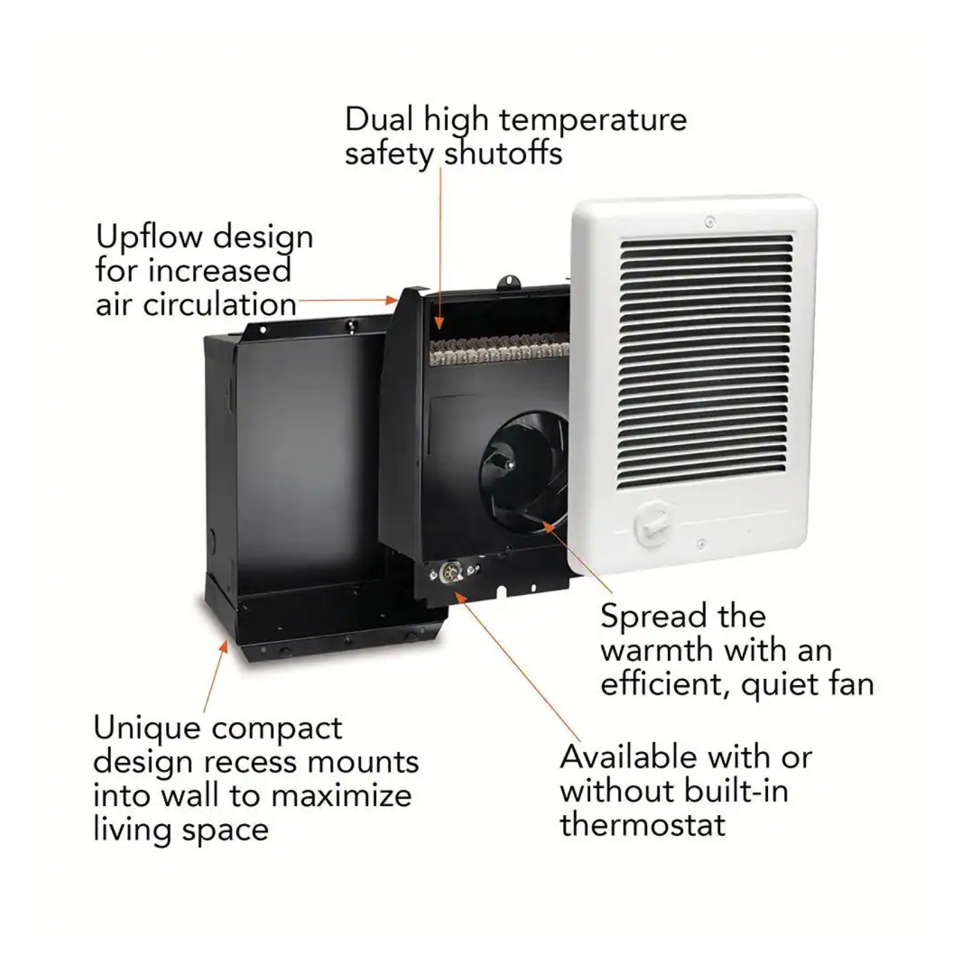 Cadet 240-Volt 2.000-Watt Com-Pak In-Wall Fan-Forced Electric Heater In White