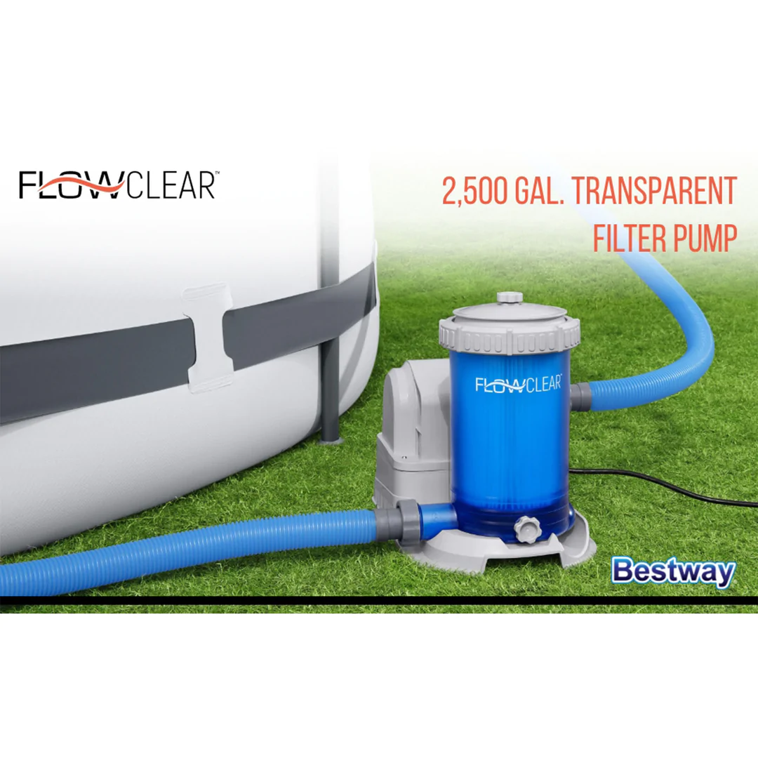 Bestway 58671E-BW Flowclear Transparent Filter Above Ground Pool Pump 2500 GPH