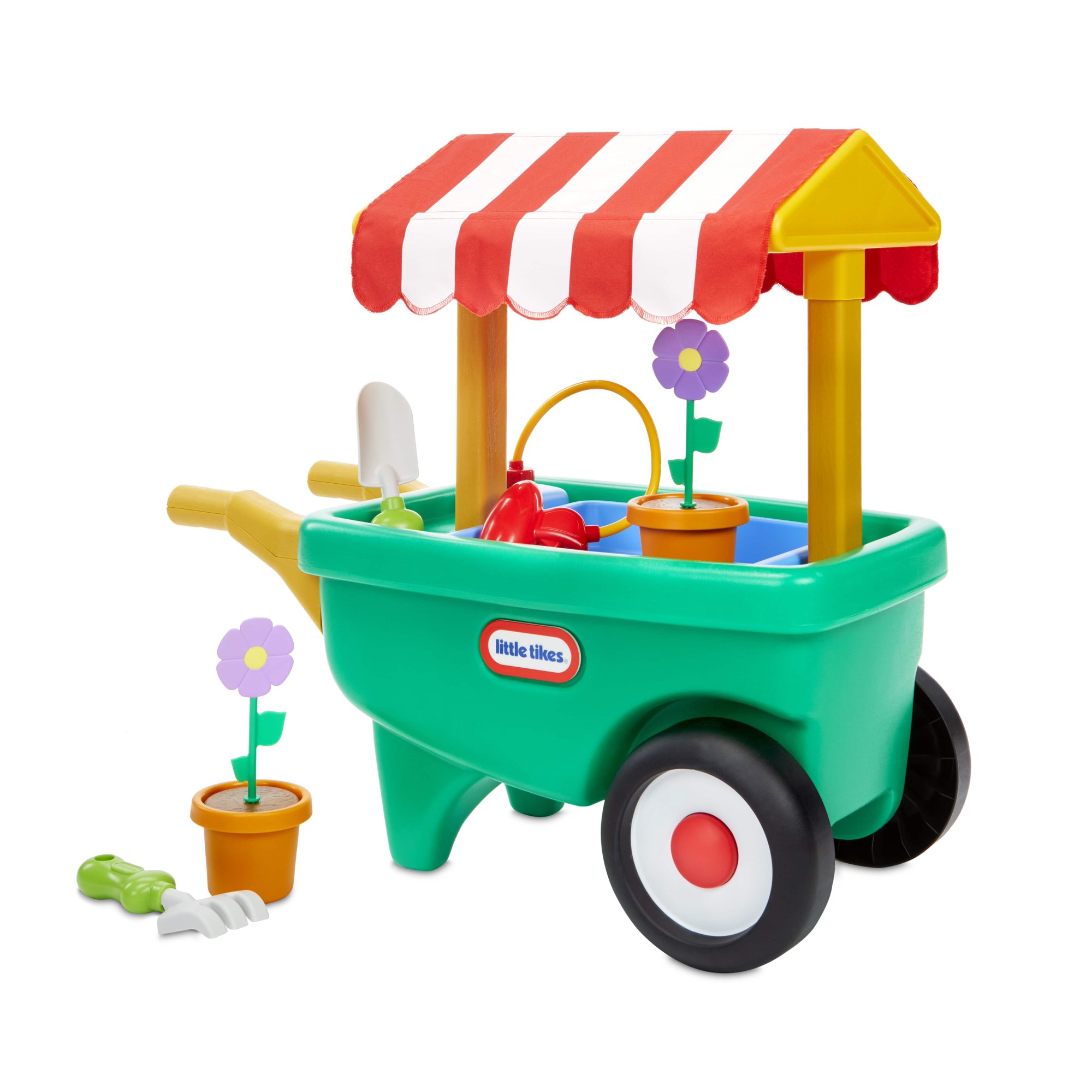 Little Tikes 2-in-1 Garden Cart & Wheelbarrow Play Gardening Toy with 10 Pieces and Sprinkler