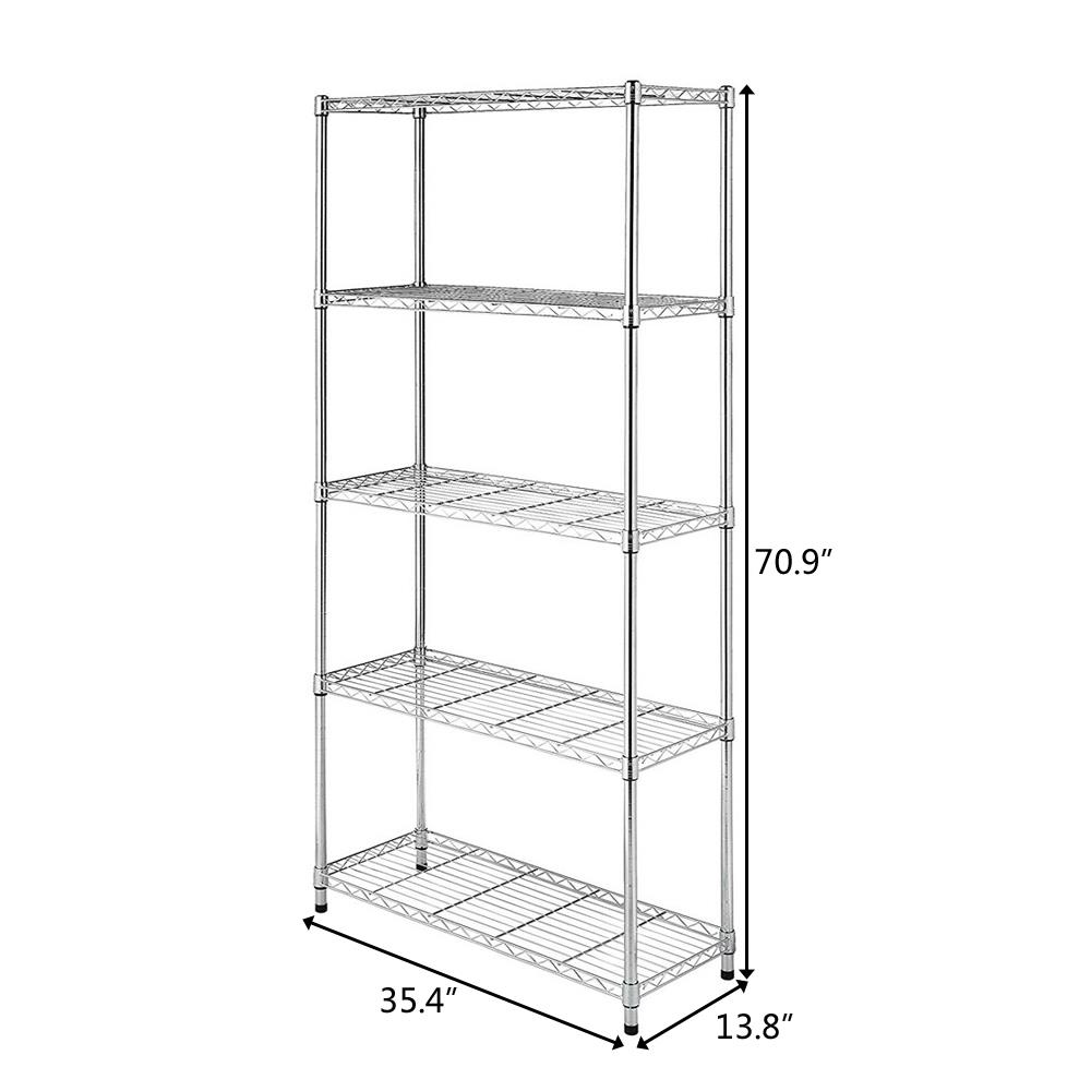 UBesGoo 5 Shelf Wire Shelving Unit Garage Heavy Duty Metal Utility Kitchen Storage. Silver