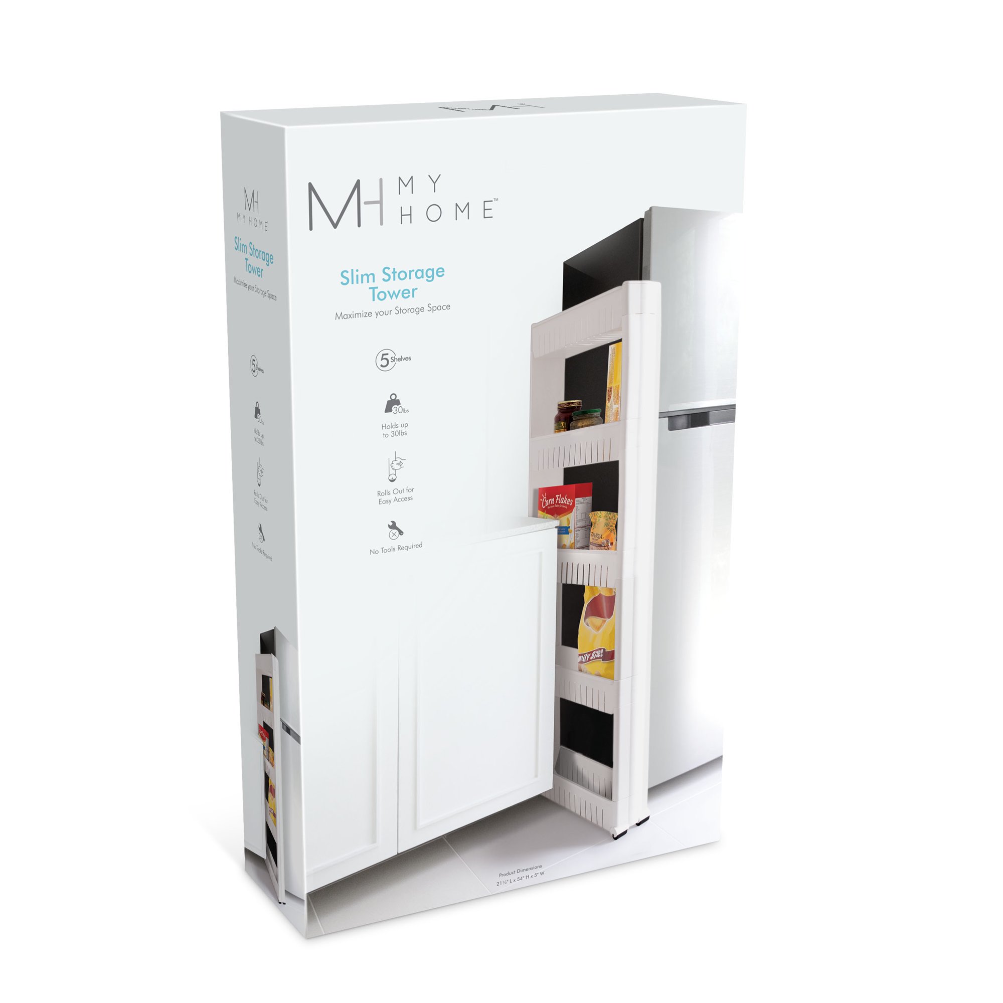 Ideaworks Handy Gourmet Mobile Shelving 5 Tier Slim Storage Tower