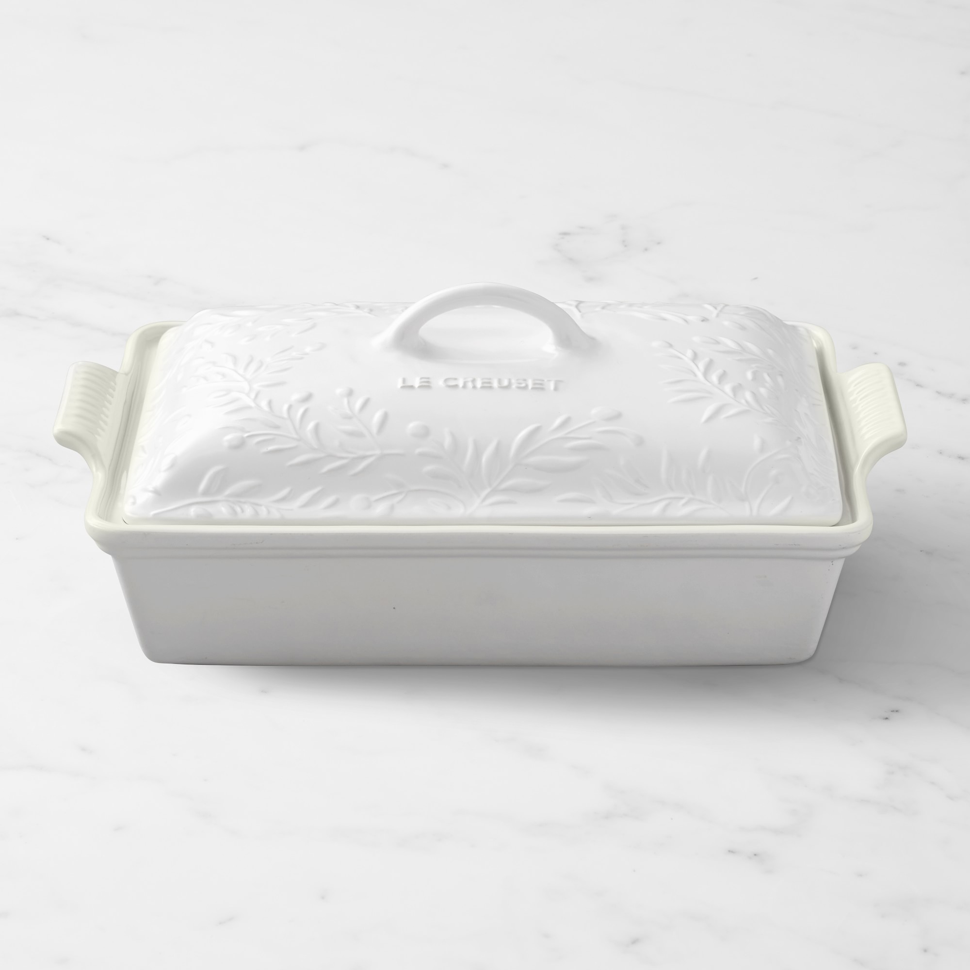 Olive Branch Heritage Stoneware Rectangular Covered Casserole. Matte White