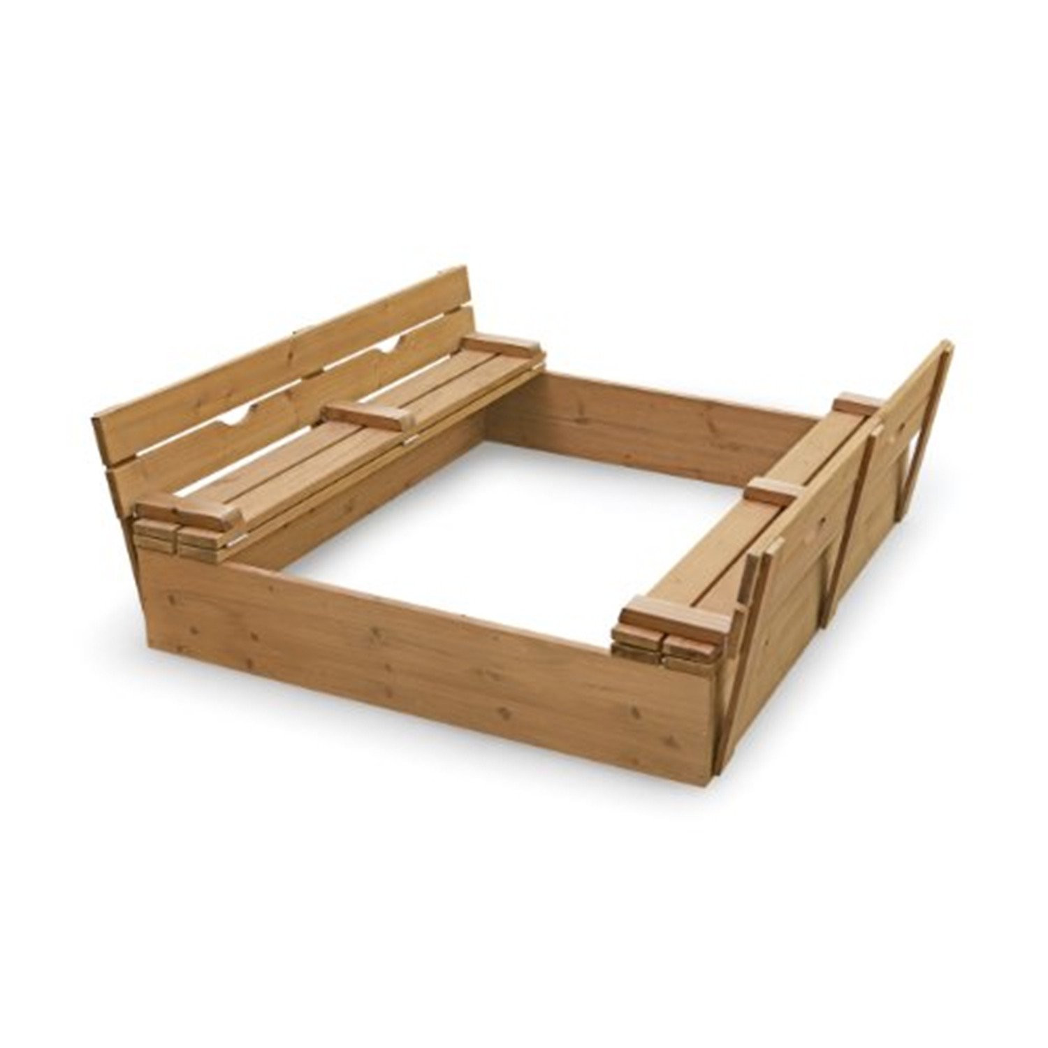Badger Basket Covered Convertible Cedar Sandbox with Two Bench Seats. Natural