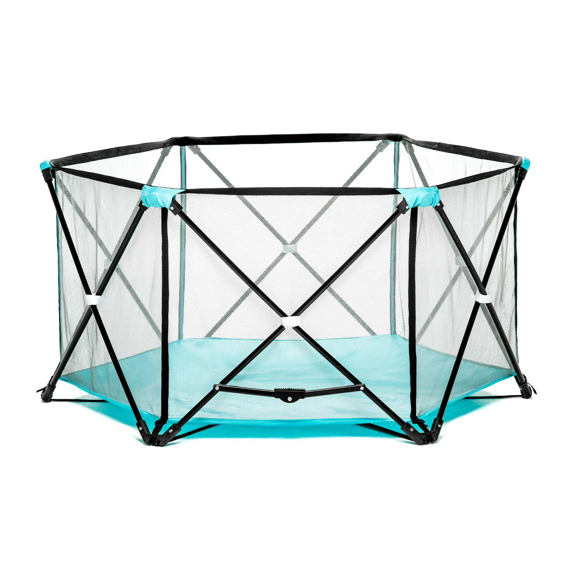 Regalo My Play Portable Play Yard Indoor and Outdoor. Washable. Aqua. 6-Panel