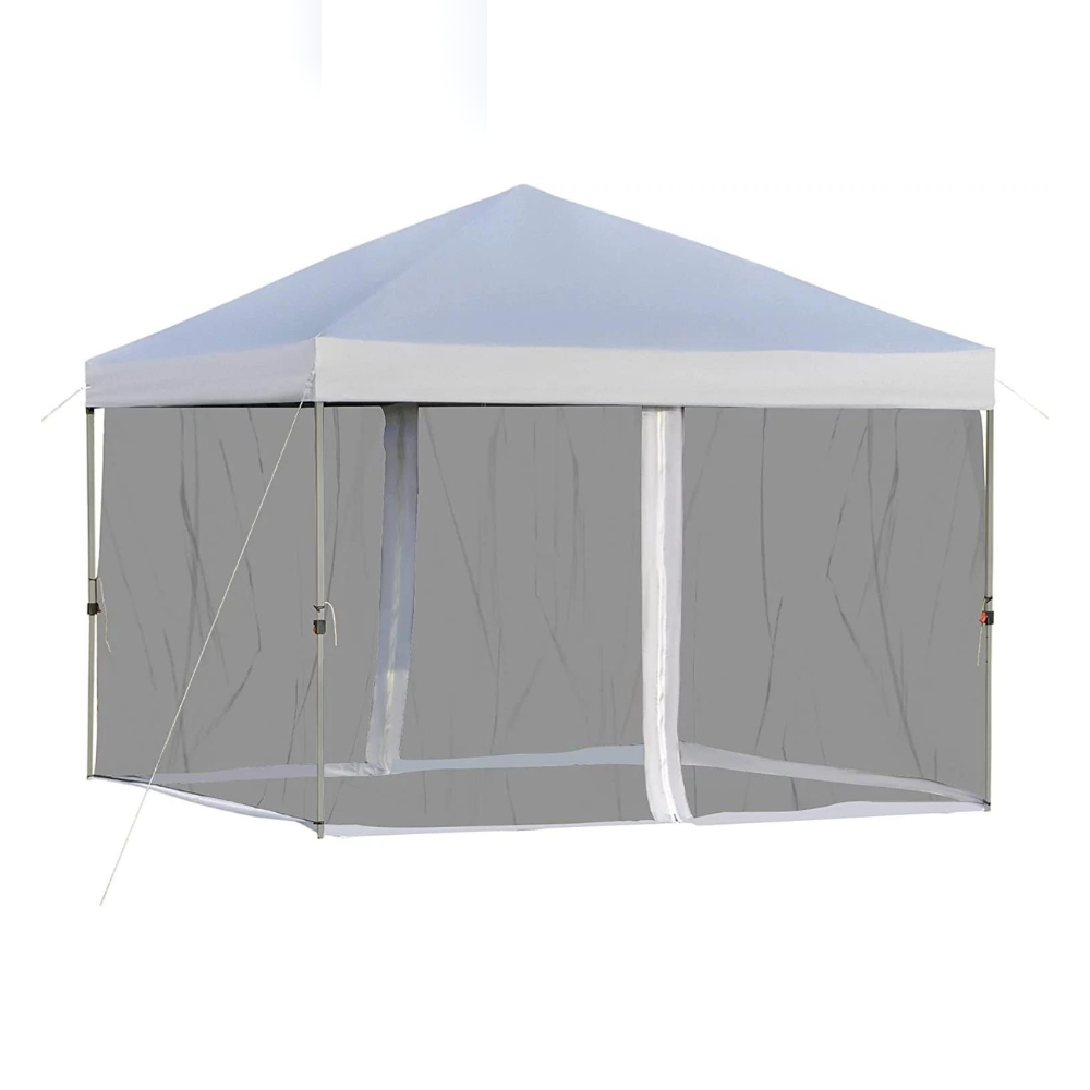 Sugift 10′ x 10′ White Gazebo Pop Up Canopy w/ Mesh Curtains