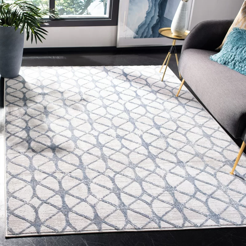 Breakwater Bay Shellie Machine Woven / Power Loomed Gray/Blue Rug
