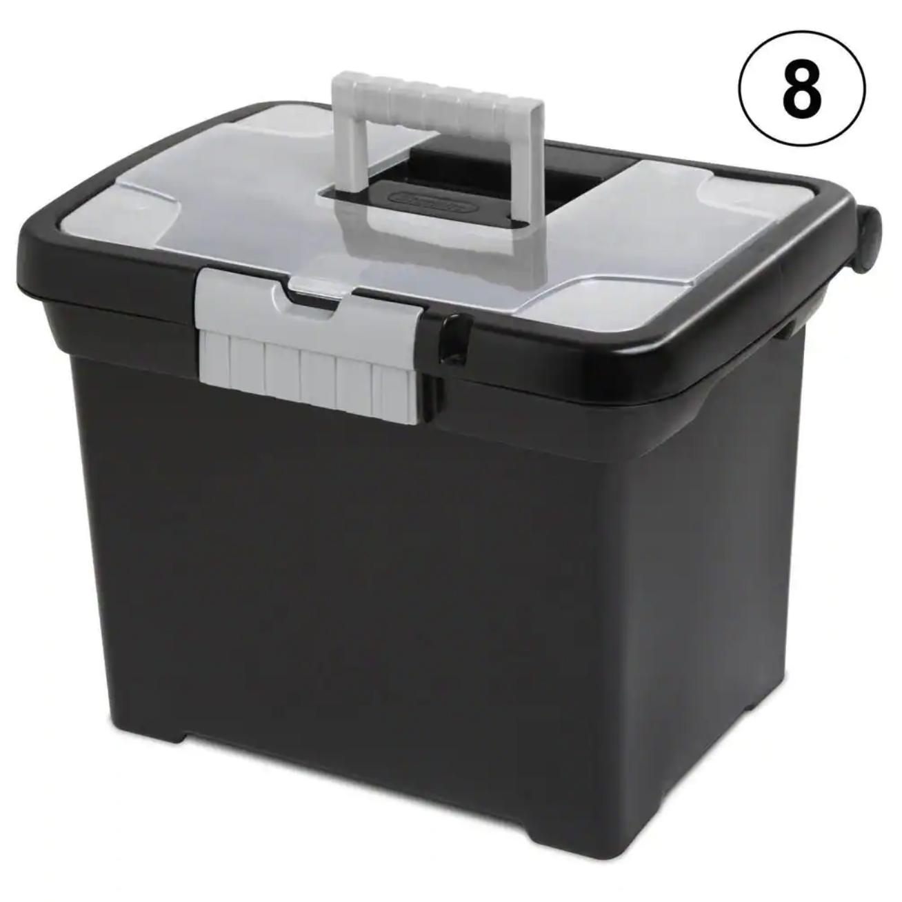 Sterilite Portable Lockable 30 Qt. File Box Organizer with Handle (8 Pack)