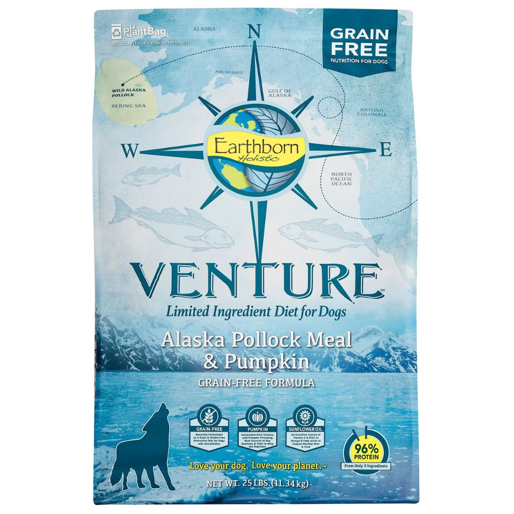 Earthborn Holistic Venture Alaska Pollock Meal & Pumpkin Limited Ingredient. 25-lb bag
