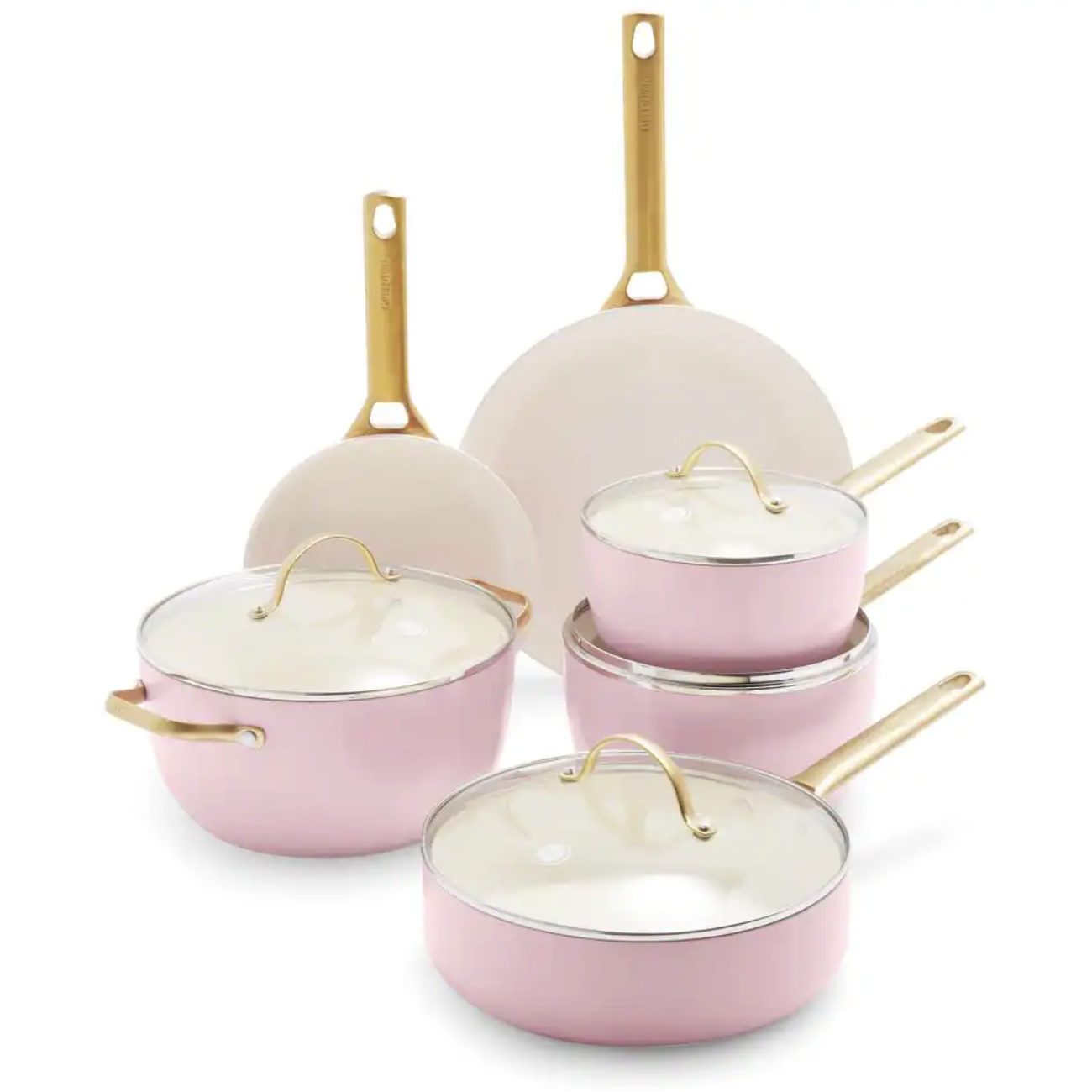 GreenPan Reserve 10-Piece Hard Anodized Aluminum Ceramic Nonstick Cookware Pots and Pans Set in Pink