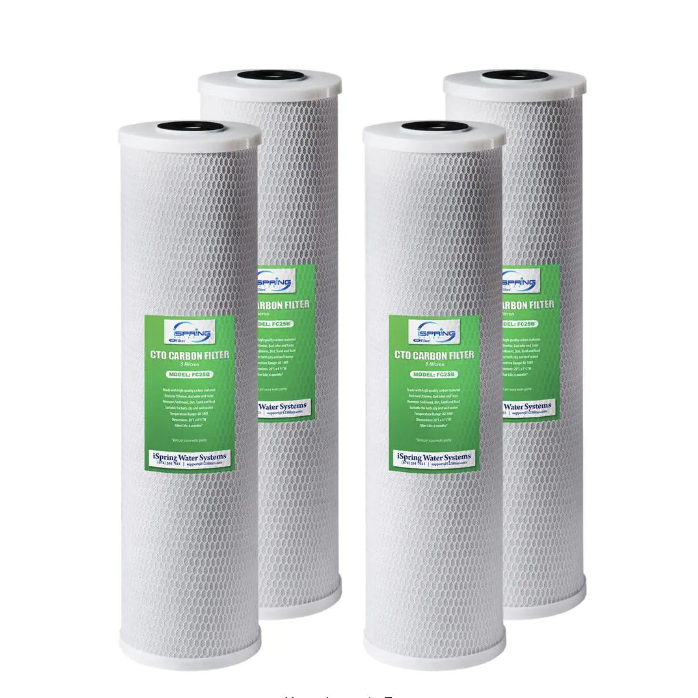 iSpring Whole House Water Filter Replacement Cartridge CTO Carbon Block High Capacity 4.5 in. x 20 in. - Pack of 4