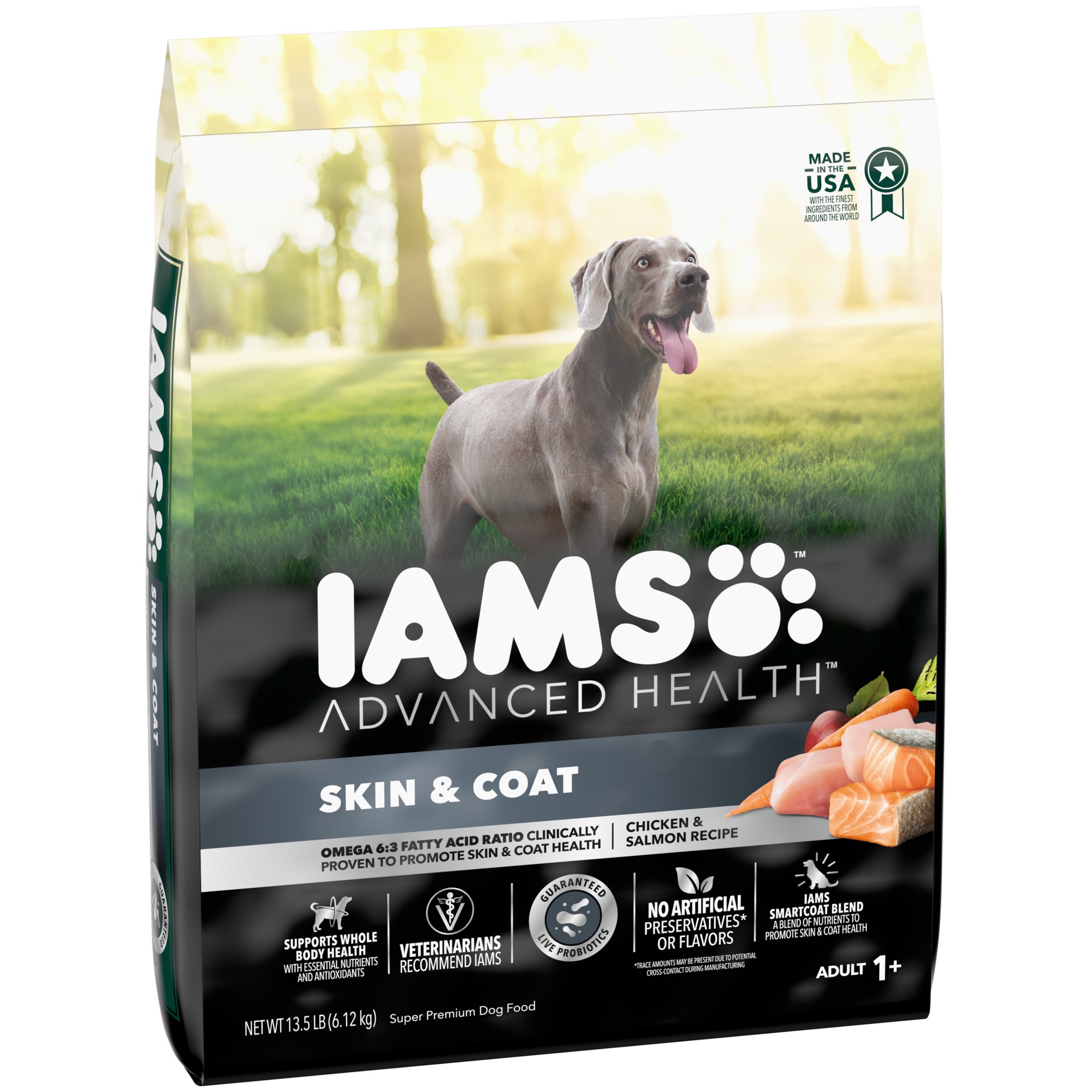 Iams Advanced Health Skin & Coat Chicken And Salmon Recipe Dry Dog Food For Adult Dog. 13.5 Lbs Bag
