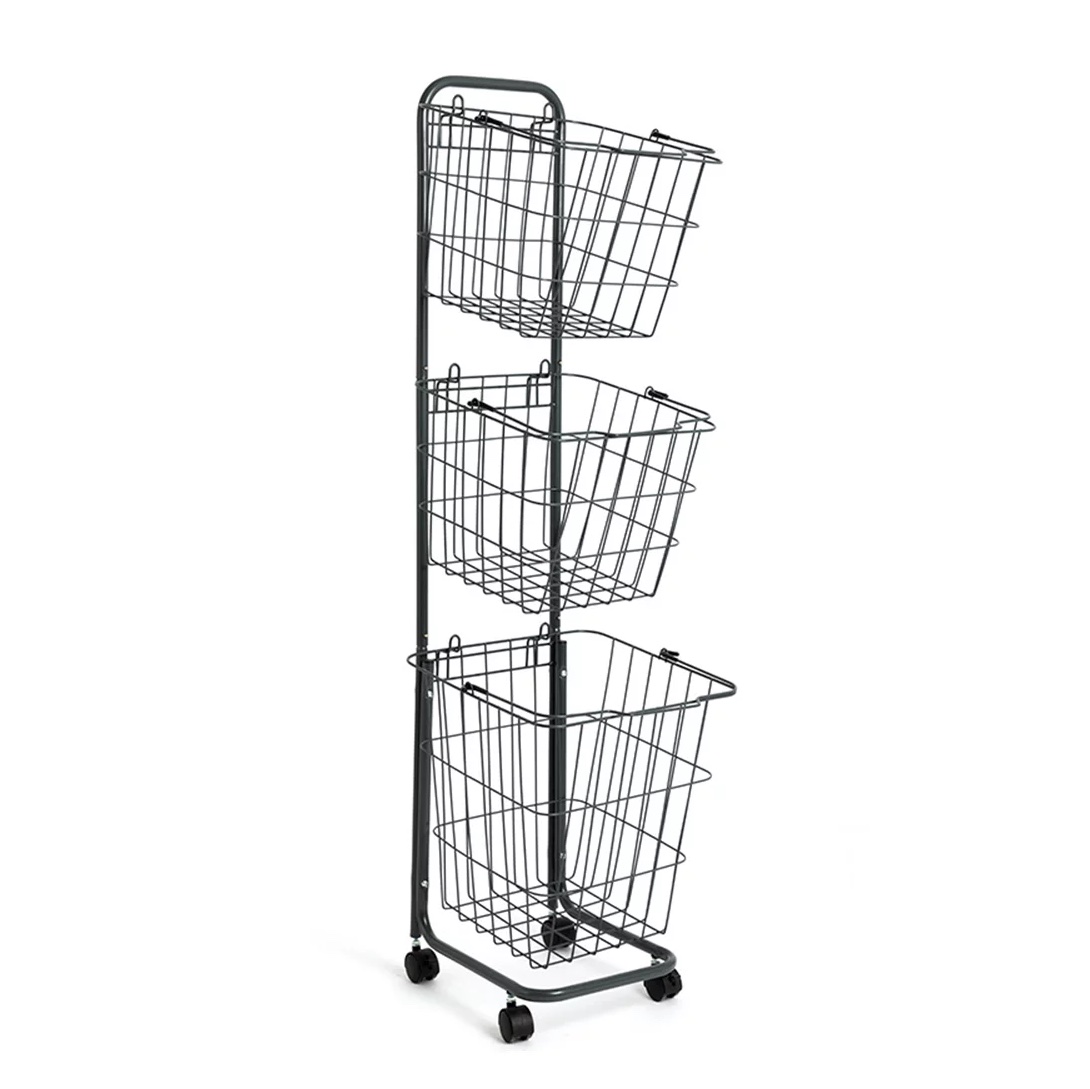 Singes Removable 2 & 3 Tier Metal Rolling Laundry Basket Cart